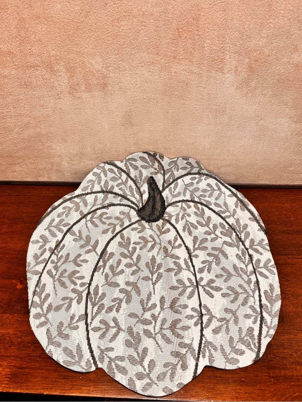 Neutral Pumpkin Table Mat Placemat Gray Cream Fall Thanksgiving Decor